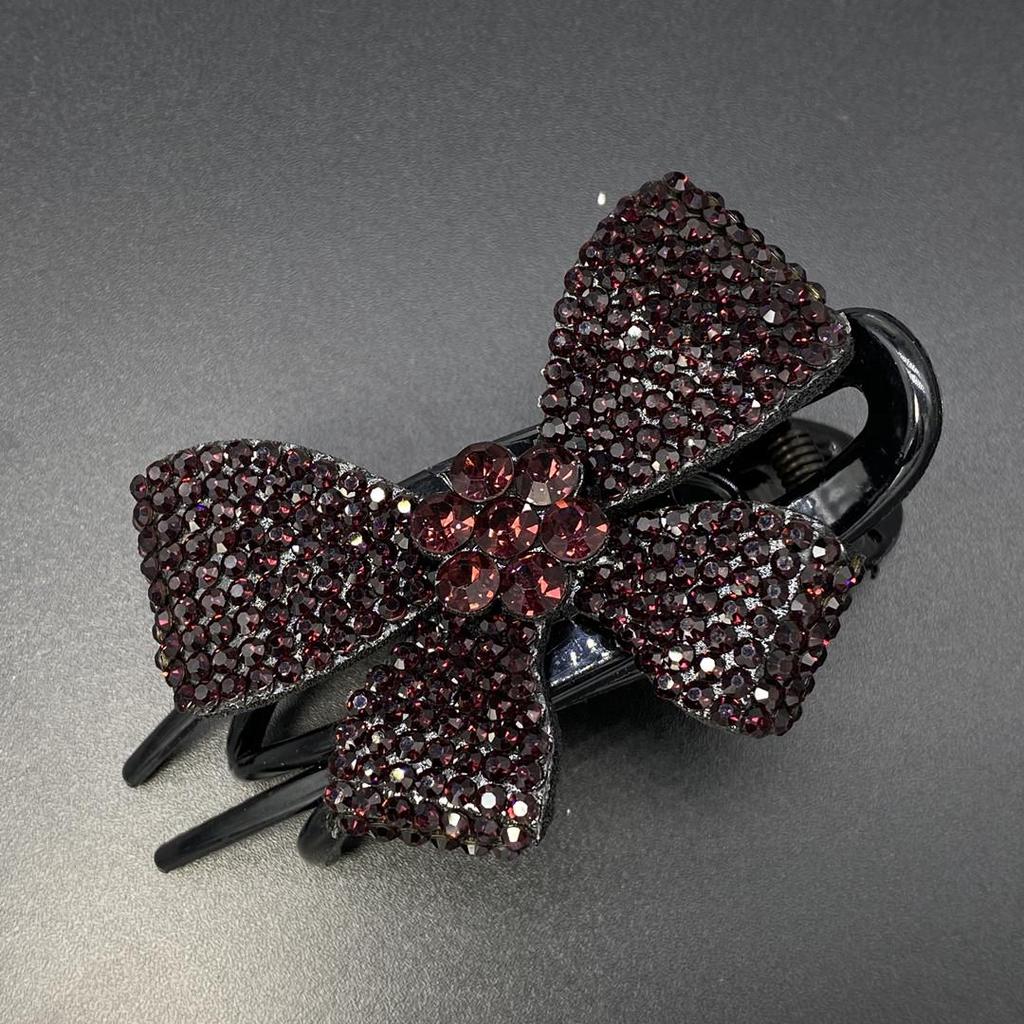 Korean Rhinestone Leopard Butterfly Hair Clip with Floral Design