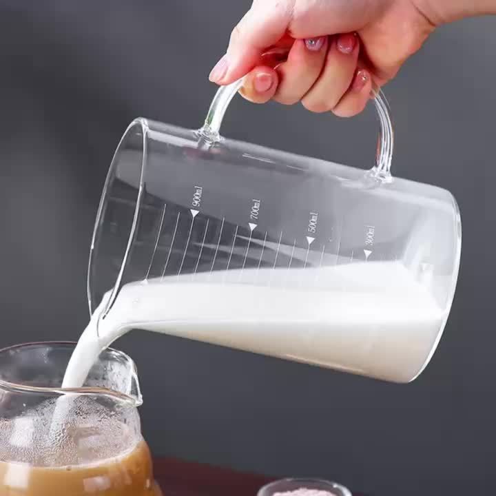 Glass Measuring Cup with Scale and Handle, High Temperature Resistant, Large Capacity Baking Flour Transparent Egg Beater Cup, Microwave Safe