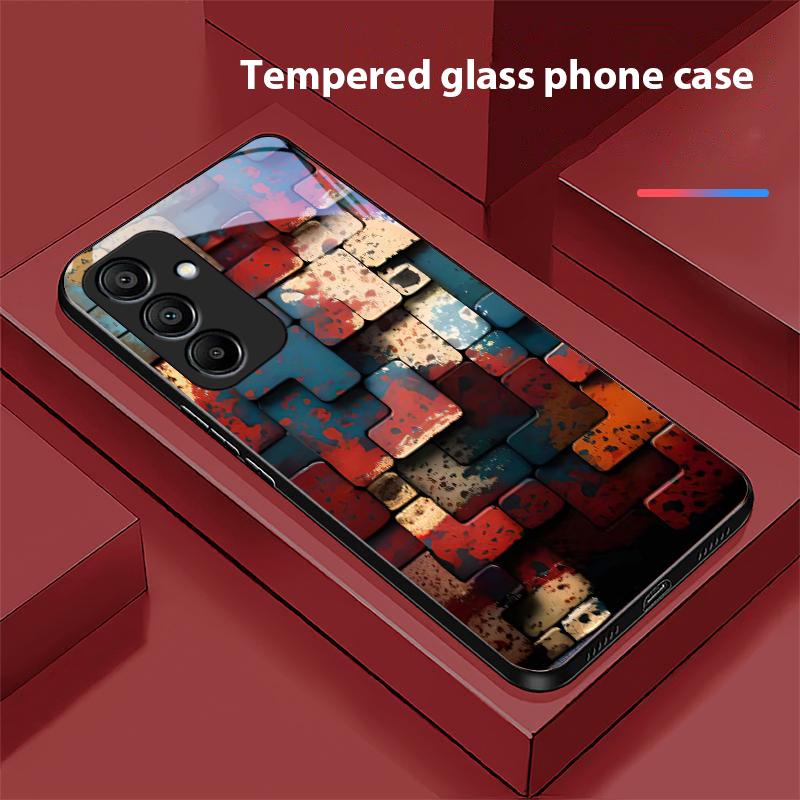 Kreativer Block für Samsung Galaxy A15 5G 54 4G 51 50 24 35 90 71 12 51 53 52S 80 22 34 Schwarze Hülle aus gehärtetem Glas