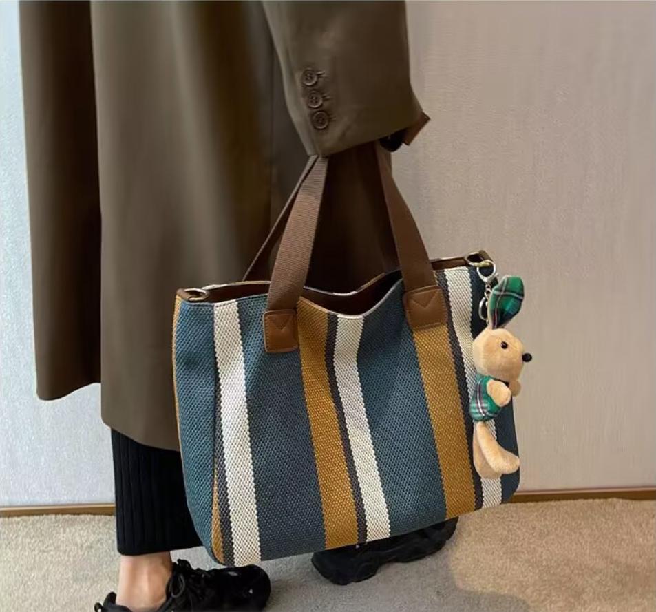 New Style Large-capacity Striped Single-shoulder Bag, Fashiable and Trendy Casual Handbag, Stylish Tote and Crossbody Bags sac