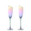 2 Pcs Color Pearl Crystal Wine Glass Wedding Party Glassware Drink Cup Plating Rainbow Oblique Bordeaux Goblet Champagne Flutes