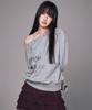 YOUHEE Youheetic Hotfix Off-Shoulder Sweatshirts Melange Gray