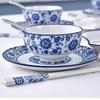 Qinjing Blue and White Porcelain Fan-Shaped Dinnerware Set