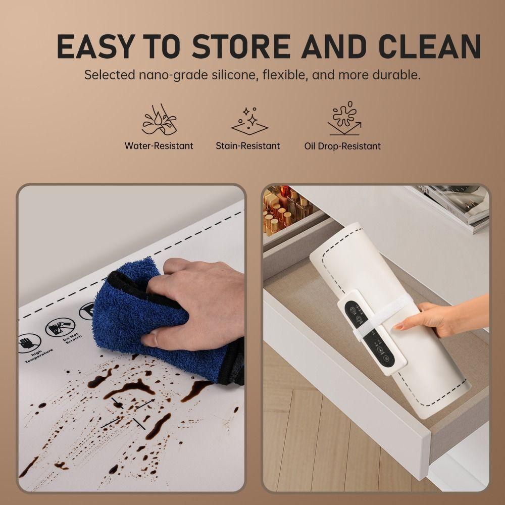 Foldable Food Warm Tray 3 Modes Silicone Food Warmer Mat Electric Insulation Board  Dining Table