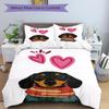 3Pcs Love Dachshund Bedding Set Quilt Cover Pillowcase Home Christmas Xmas Halloween Gift 1 Duvet Cover 2 Pillowcase M929367