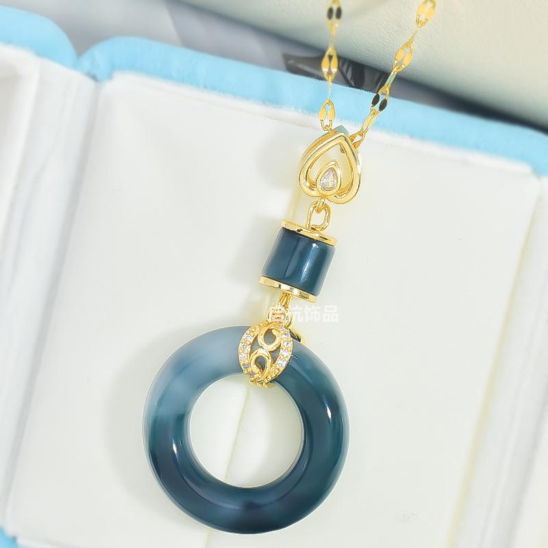 

Ожерелье с подвеской в виде пряжки пинъань, женский дизайн, премиальный нефрит Хэтянь, ретро, универсальные аксессуары
