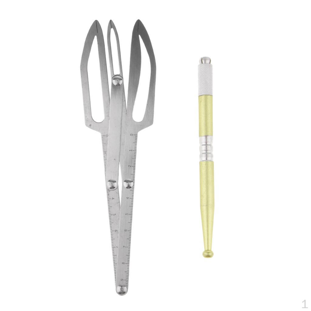 

2Pcs Eyebrow Ruler Caliper Manual Holder Permanent Makeup Tools Kit