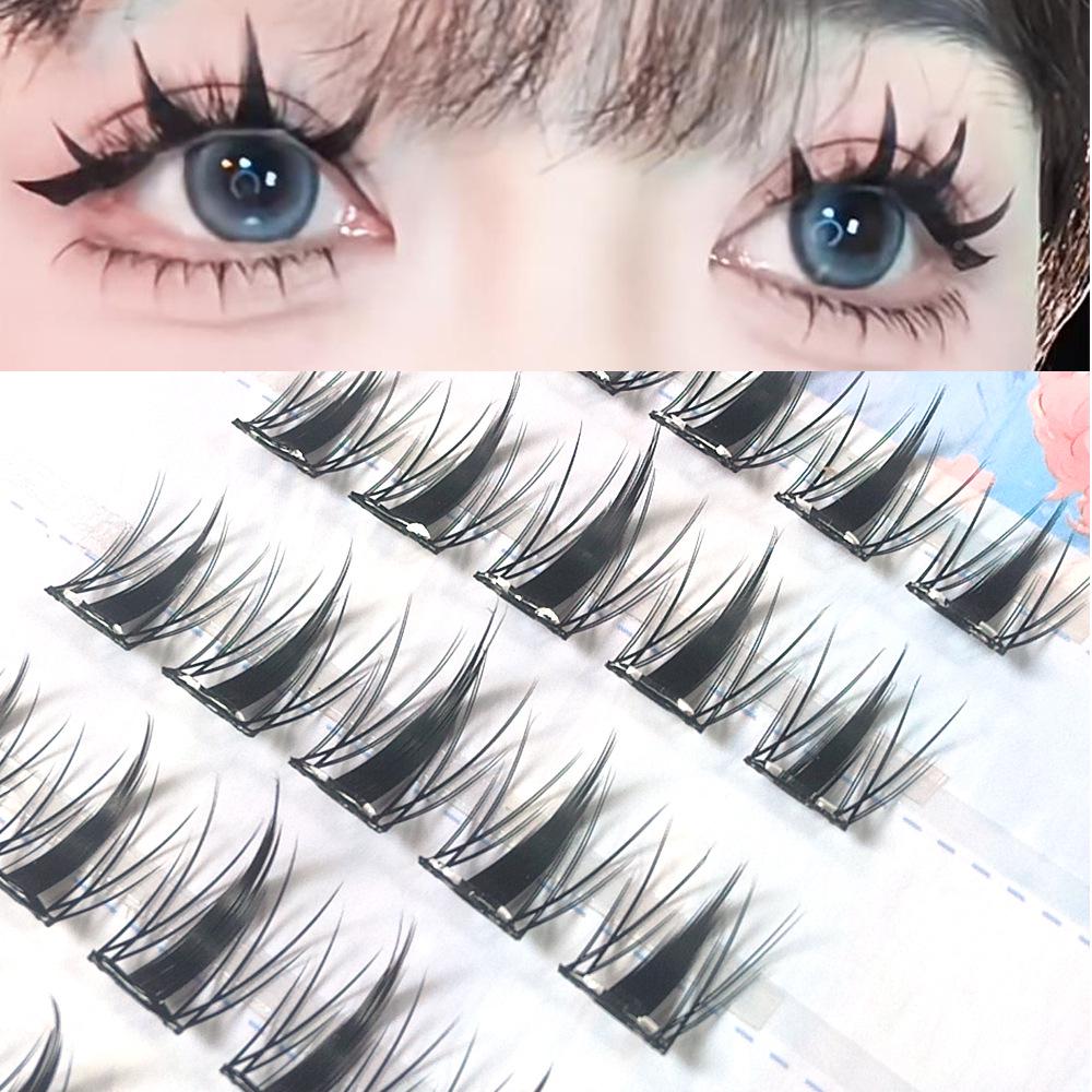 Butterfly Girl Adhesive-Free Sunflower Manga V-Shape Natural False Eyelashes for Halloween Cosplay