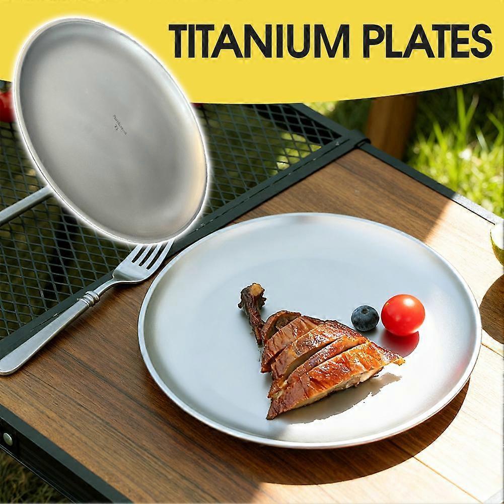 Titanium Outdoor Camping Plate Ultralight Portable Round Frosted Dish Forcooking