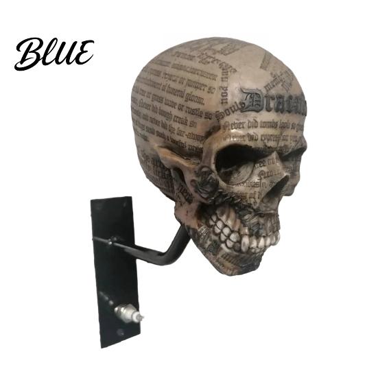 Harz Totenkopf Wanddeko Motorradhelmhalter, Halter Displayständer, Garagenregal Gotischer Motorradaufhänger für Heimdekoration Vollgesicht