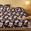 1 Simple Modern Plant Flower  Printed Matte Fitted Sheet, Bedroom Printed Bed Cover, Bedding (Excluding Pillowcases)
