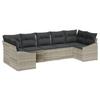 7 Piece Sofa Set with Cushions Light Grey Poly Rattan