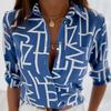 Women Long Sleeve Lapel Floral Print Blouse Shirt Ladies Tops