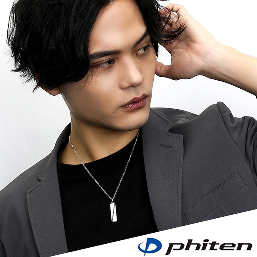 fe-fe x phiten [Special Edition] Phiten Matte Plate Black Diamond Titanium Necklace for Men and Women, Simple Design