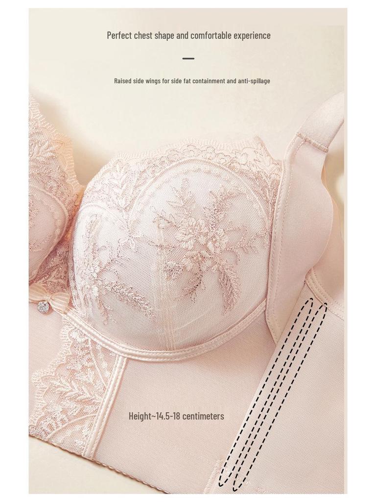 Adjustable Lace Bra - Women's Bust Enhancing, Anti-Side, Thin Cup