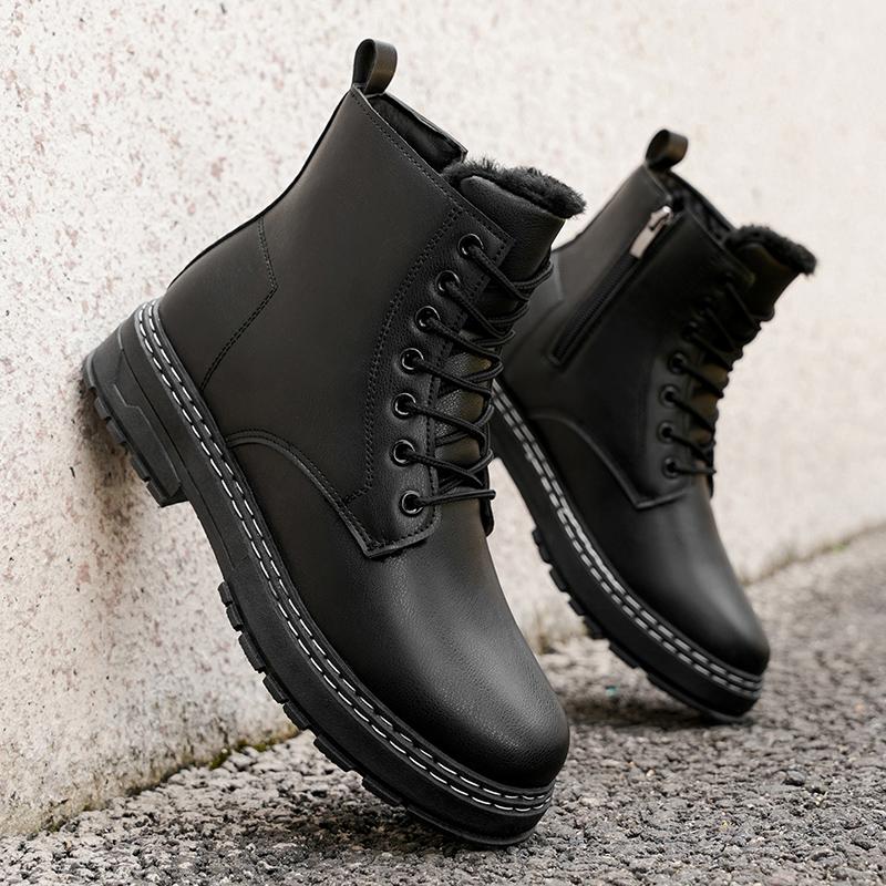 Men's casual plus size high top winter shoes fashion comfort shoes outdoor slip-resistant wear-resistant thicken leather boots