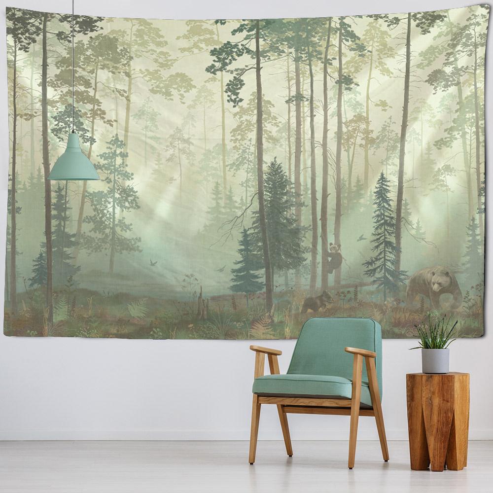 Tropical Rainforest Tapestry European Style Jungle Wall Hanging Living Room Tapestry Home Wall Decoration Bed Sheets Picnic Mats