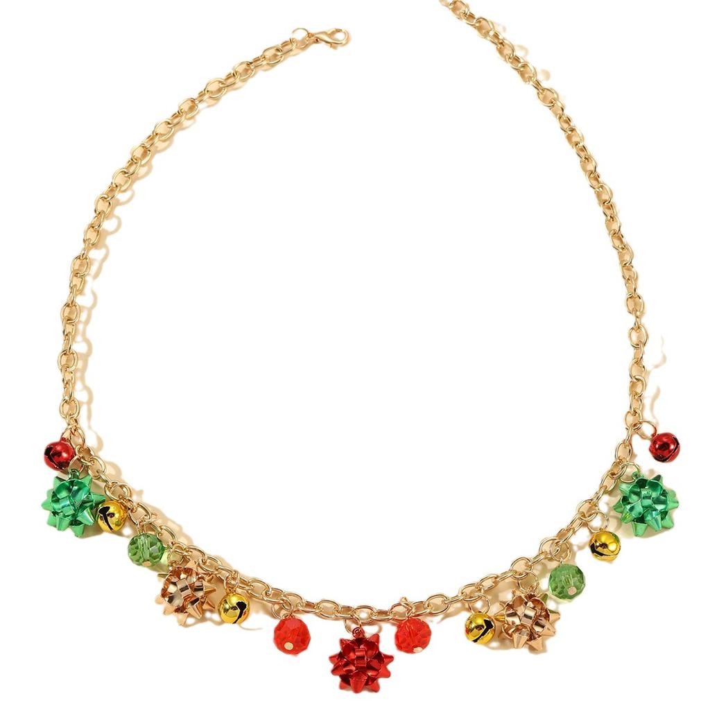 Christmas Bracelet, Colorful Bells, Flowers, Santa Claus Versatile Woven Necklace