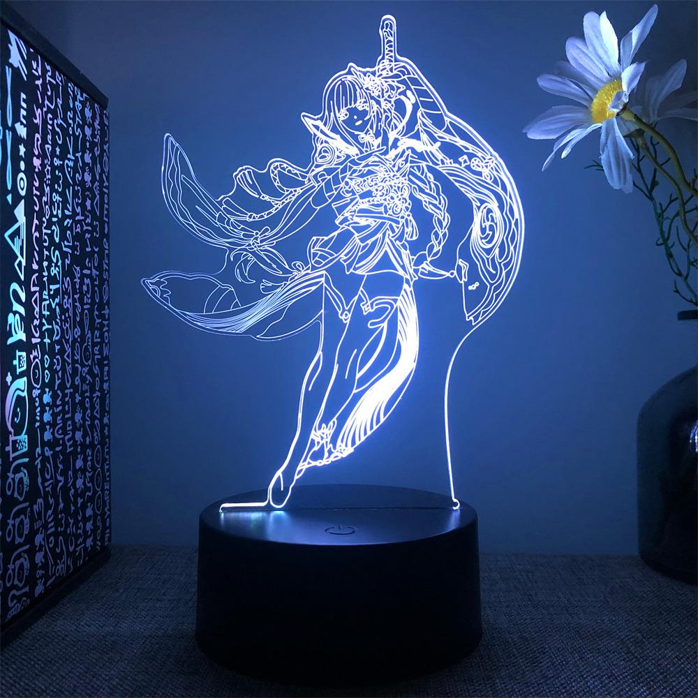 3D Lamp Anime Figures Genshin Impact 3D Night Light Raiden Shogun PVC Model Gamer Lamp Decoration Bedroom Lights Kids Toys Gifts