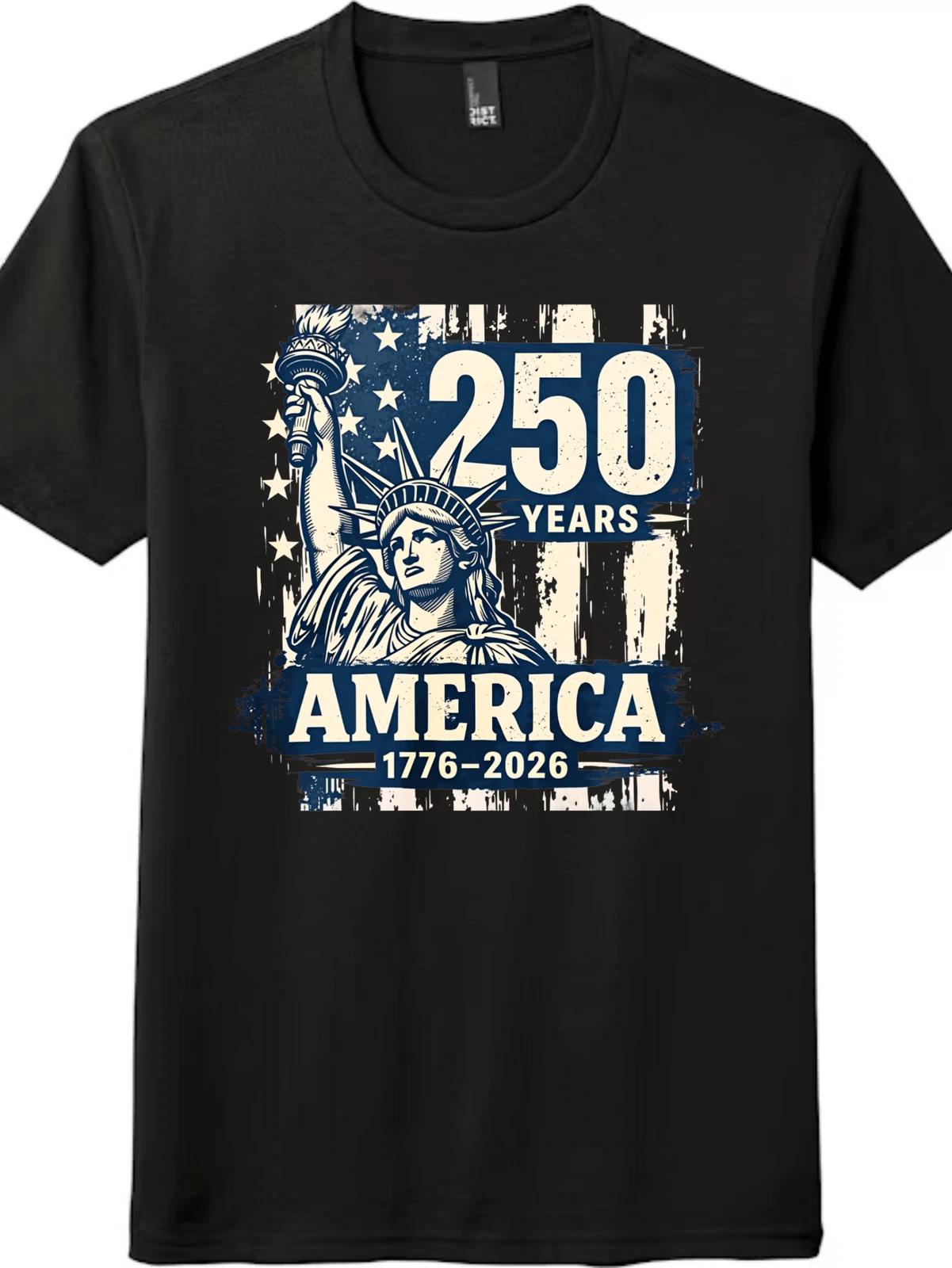 Футболка 250 лет США | Дизайн  Свобода 1776-2026  | Унисекс, Винтажный Хлопок M