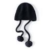 Customized autumn and winter cashmere thickened knitted warm braid hairball men's and women's cashmere caps