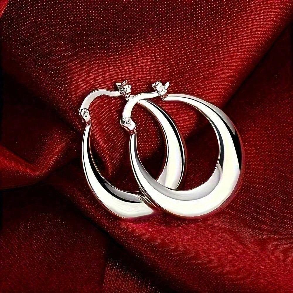1 Pair Classic Hoop Earrings-Minimalist Geometric Design, Premium Textured Plating |/Daily Accessories/Affordable Luxury Jewelry
