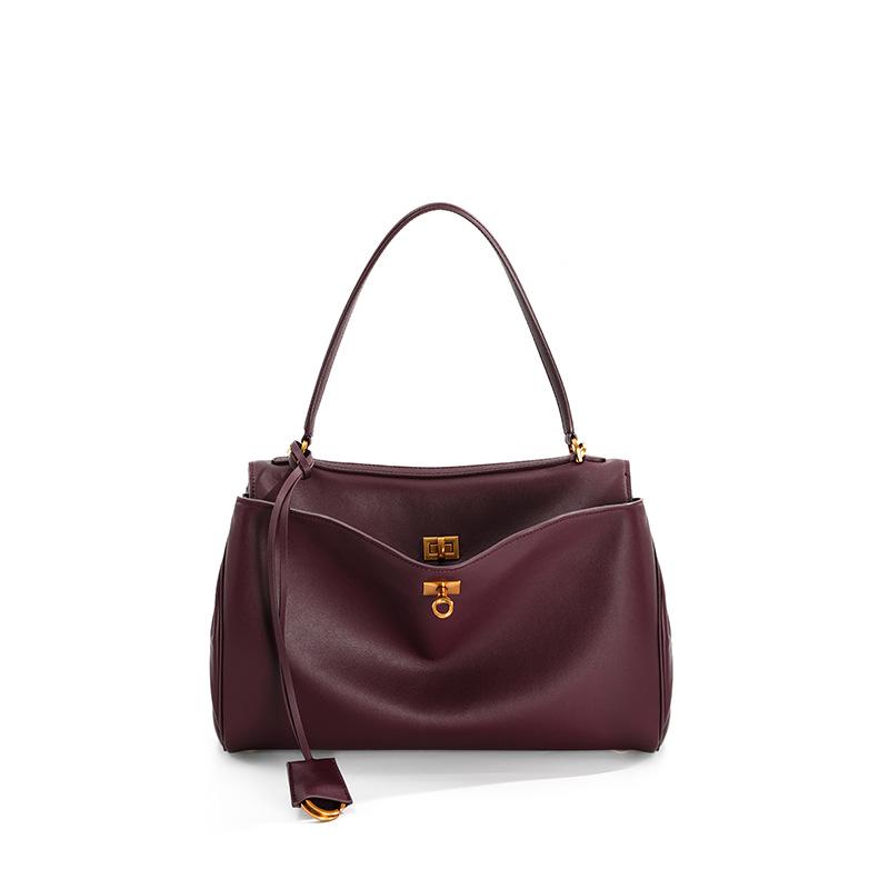 Rodeobag Ledertasche, einzelne Schulter-Crossbody-Tasche, Damen-Pendler-High-End-Tote-Bag mit großem Fassungsvermögen 29-9-19cm
