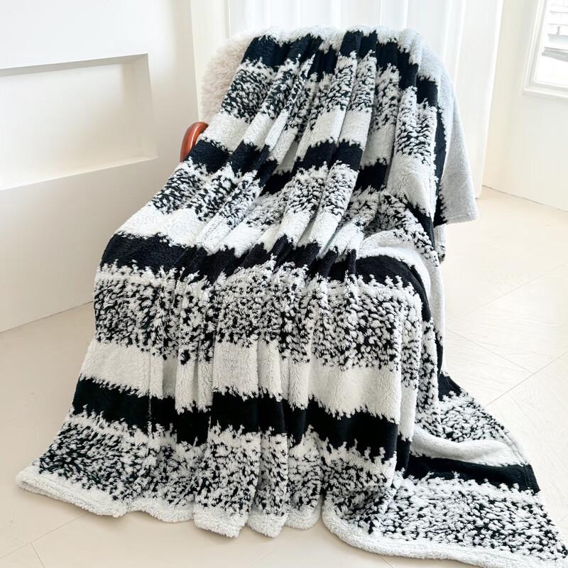 OEING Thick Snowflake Striped Throw Blanket
