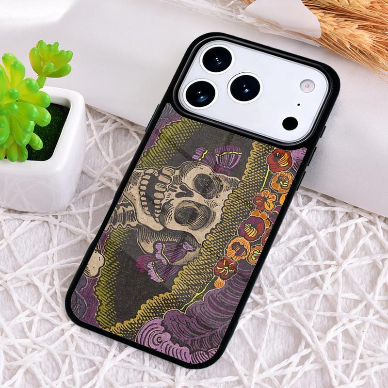 Vintage-Schädel Stoßfeste Handyhülle für iPhone 17 Air 16e 15 11 12 14 13 Pro Max Hülle Coque