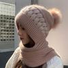 Korean Style Hat Scarf Set Women Winter Warm Cycling Ear for Protection Windproof Knitted Wool Pullover Cap Scarf for Wo