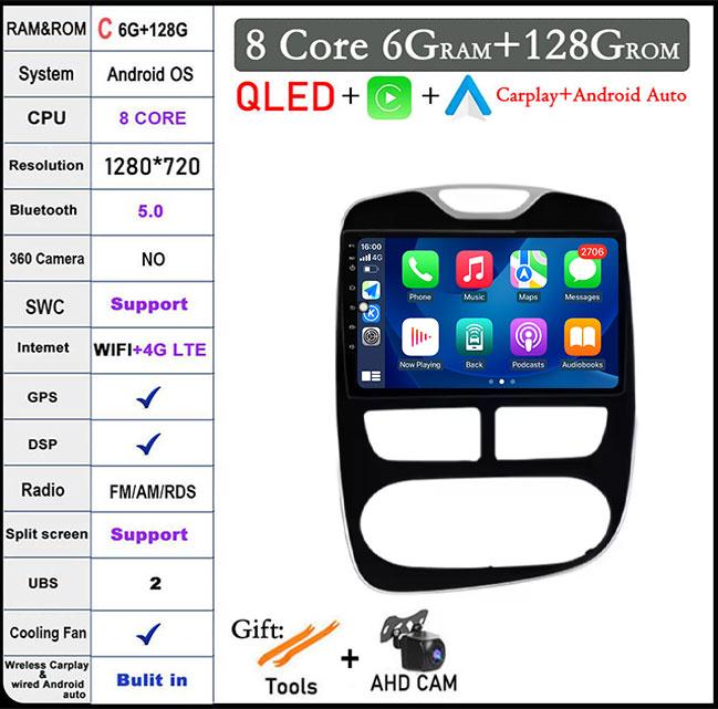 10" For Renault Clio 4 2012-2016 Carplay Car RadioMultimedia Video Player Android Auto 4G WFIGPSNavigation DSP Stereo BT