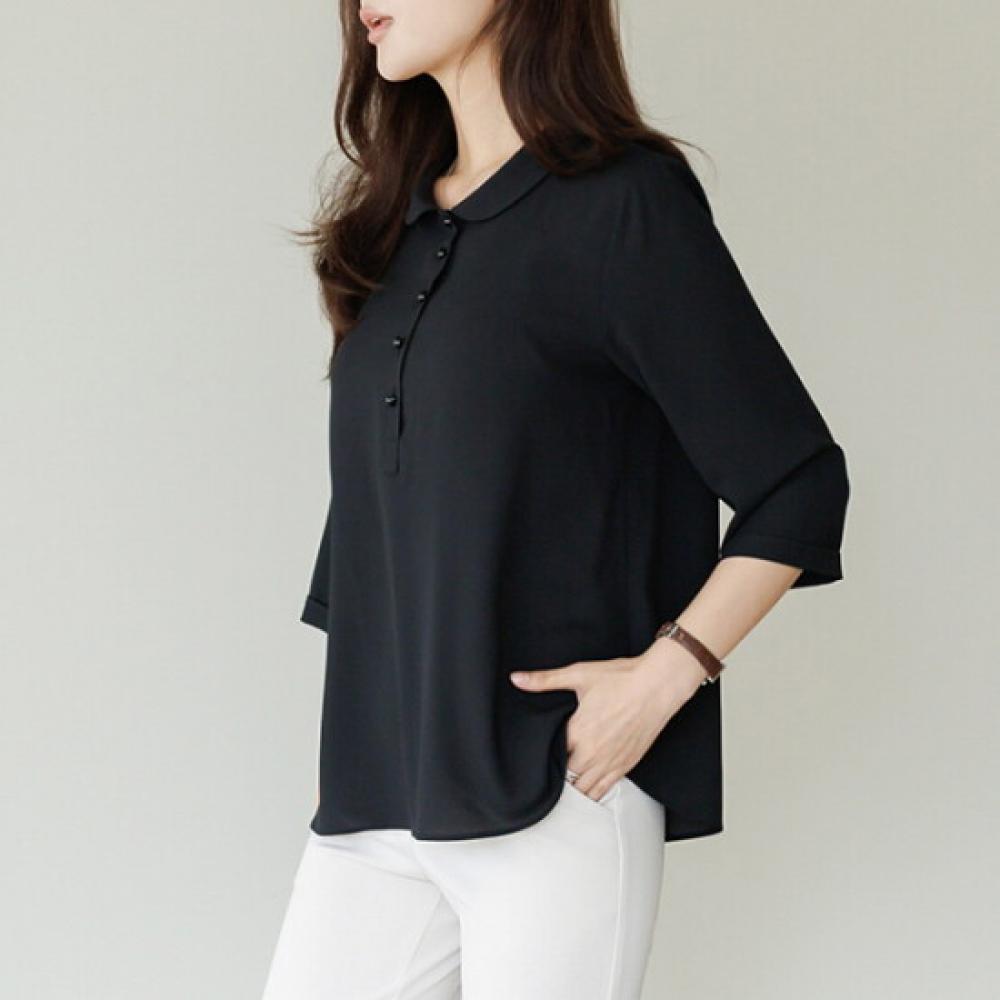 Dedra Summer Version Stacon Collar Blouse [the Black] Tbe3209