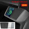 For Tesla Model Y Standard 2026 2025 Center Console Wireless Charging Anti-Slip Pad Silicone Phone Anti Dirt Pad