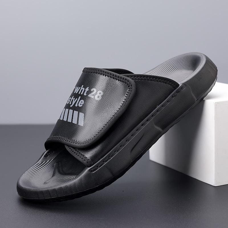 Fashion Summer Cow Leather Slippers for Men Solid Color Fashion Casual Flip Flops Male Abrasion Resistant High Quality Slipper Shoes Man