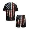 Men's Short Sleeve Pajama Set Lightweight Soft Fabric Crew Neck Top and Elastic Waist Shorts Summer Homewear Sleepwear Set
