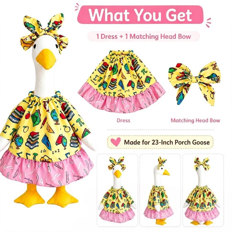 Porch Statue Costume Set for School Season Display with Polyester Fabric Outfit for Entryway Yard Garden and Front Door Accent Use