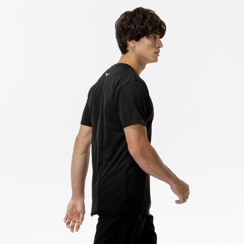 Mizuno Running Wear Dry Aeroflow Short Highly Quick Black T-Shirt, Sleeve, Breathable, Drying, Sports, J2MAC004, Men's,