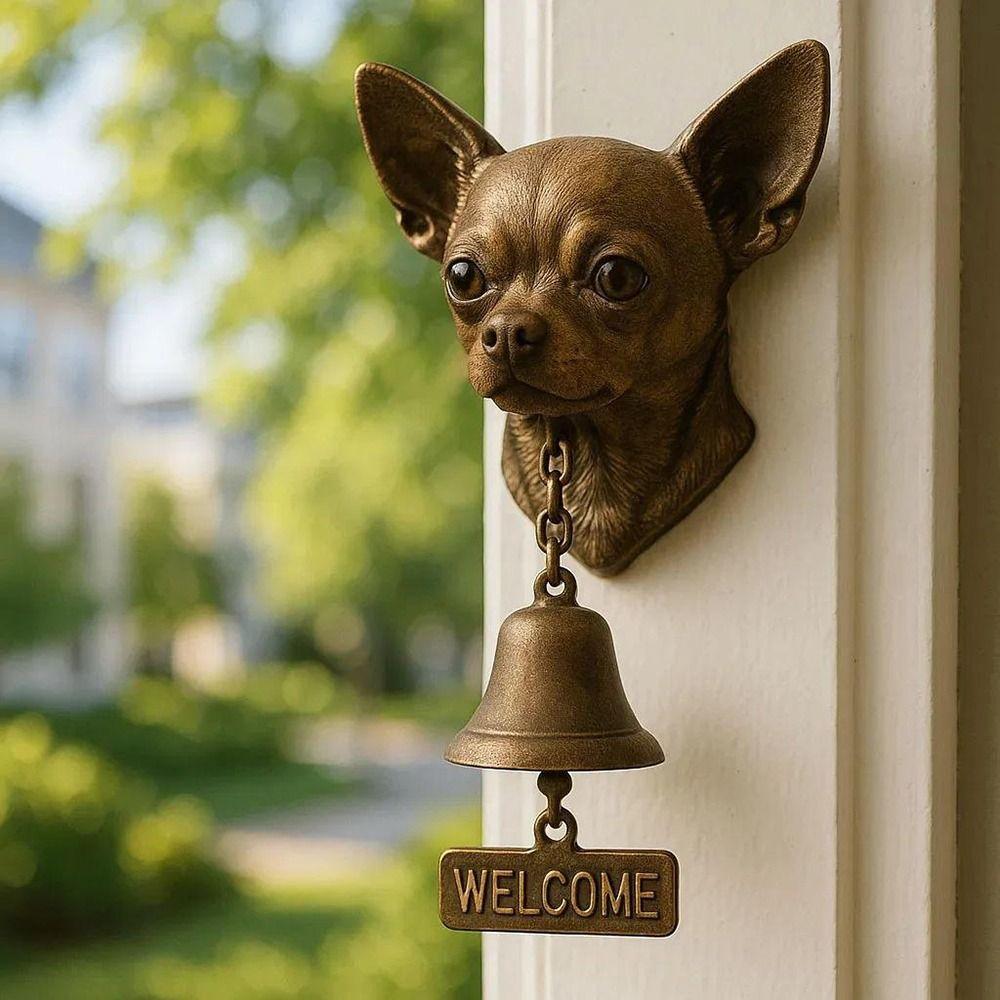 Sino de Porta em Forma de Cachorro com Toque Alto Resina+Metal Sino de Jantar Sino de Porta Frontal Retrô Casa de Fazenda