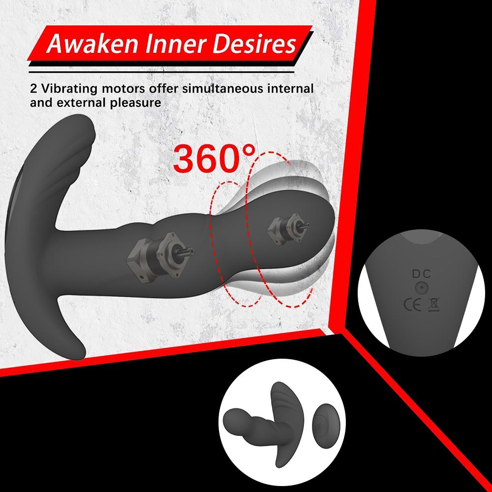 360 Degree Prostate Massager Rotating Anal Vibrator Silicone Male Butt Plug Anus Vibrating Sex Toy For Men G-Spot Stimulation