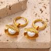  Three-dimensional Imitation Pearl Design Scallop Necklace and Earrings Accessories 18K Gold Plated Shell Set Jewelry