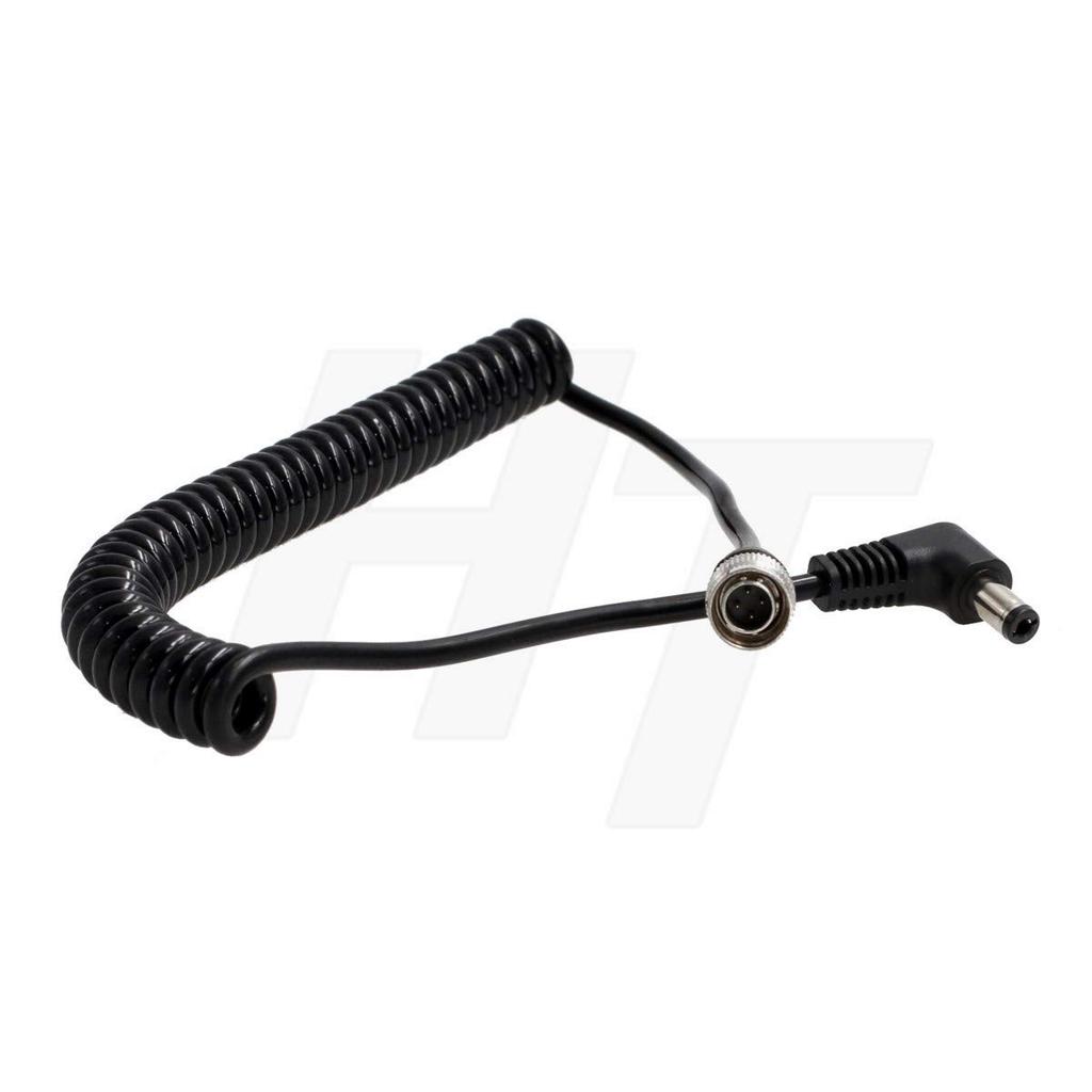 Zaxcom ZOOM F4/F8 Recorder Coiled Power Cable, Right-Angle DC Barrel, Hirose 4-Pin for Sound Devices 664