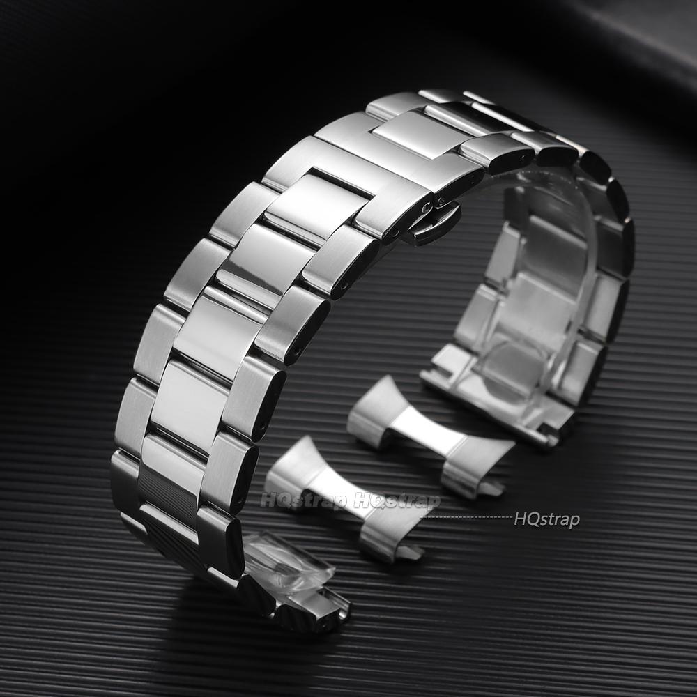 Edelstahl Uhrenarmband Gebogenes Ende Armband 12 14 16 18 20mm 22mm 24mm Damen Herren Metall Armband Ersatzband mit Werkzeug