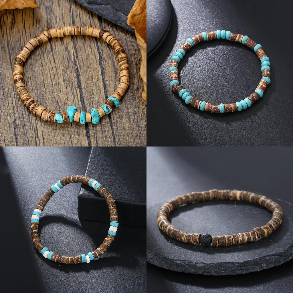 Bohemian Turquoise Beaded Bracelet With Geometric Design For Women And Men