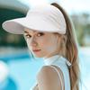 Long Brim Sun Hat for Women Breathable Open Top Sun Beach Cap UV Protective Hat with Adjustable Strap Foldable Visor Hat