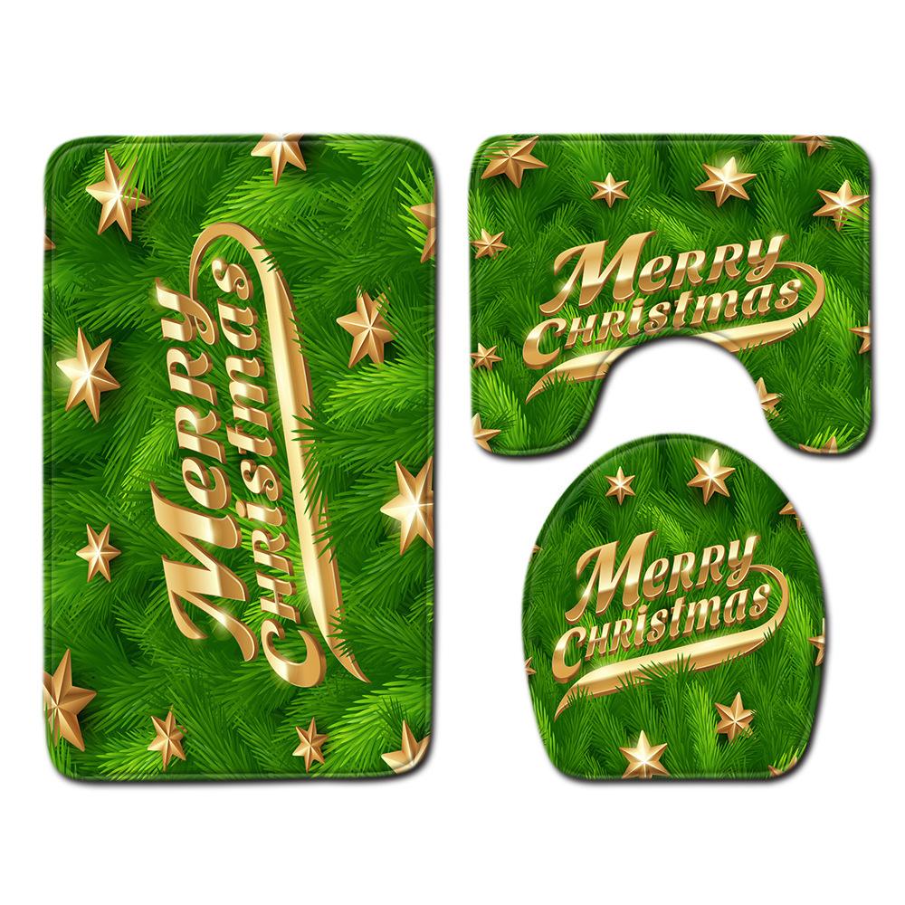 Christmas Bathroom Floor Mat Toilet Three-Piece Set