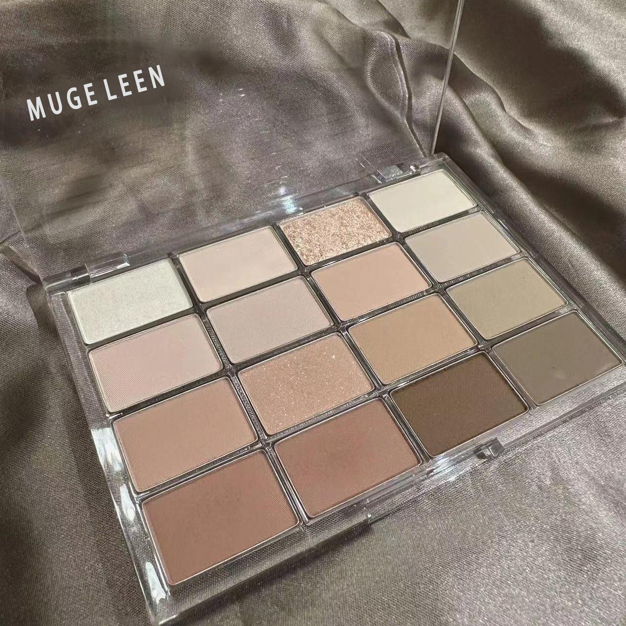 

MUGE LEEN 16-Color Earth Tone Eyeshadow Palette: Matte, Shimmer & Fine Glitter for Daily Wear