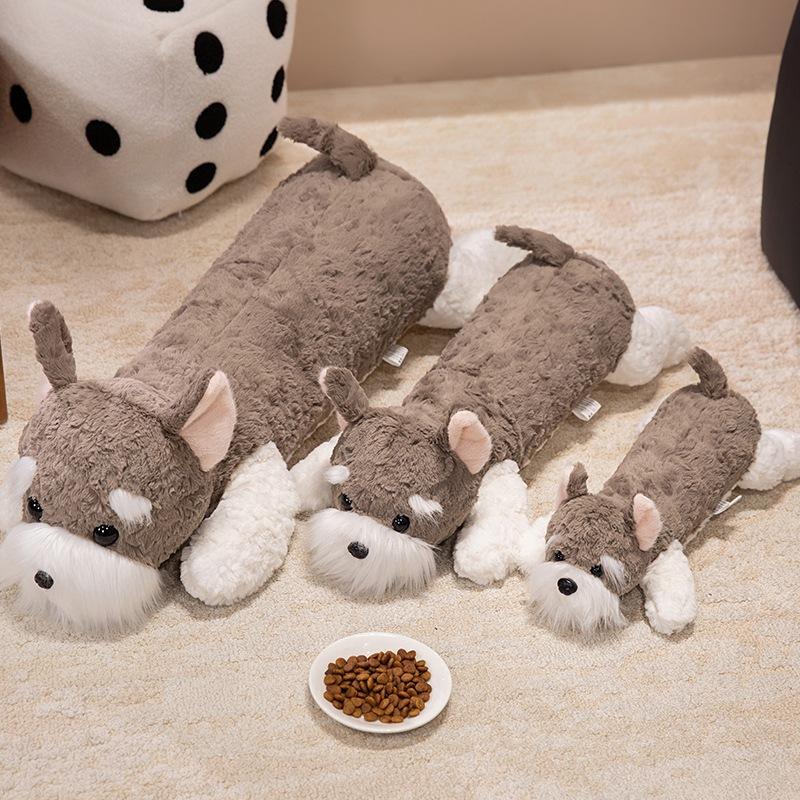 Cartoon Animal Lying Dog Doll Plush Toy Schnauzer Doll Children Soothing Rag Doll Birthday Gift