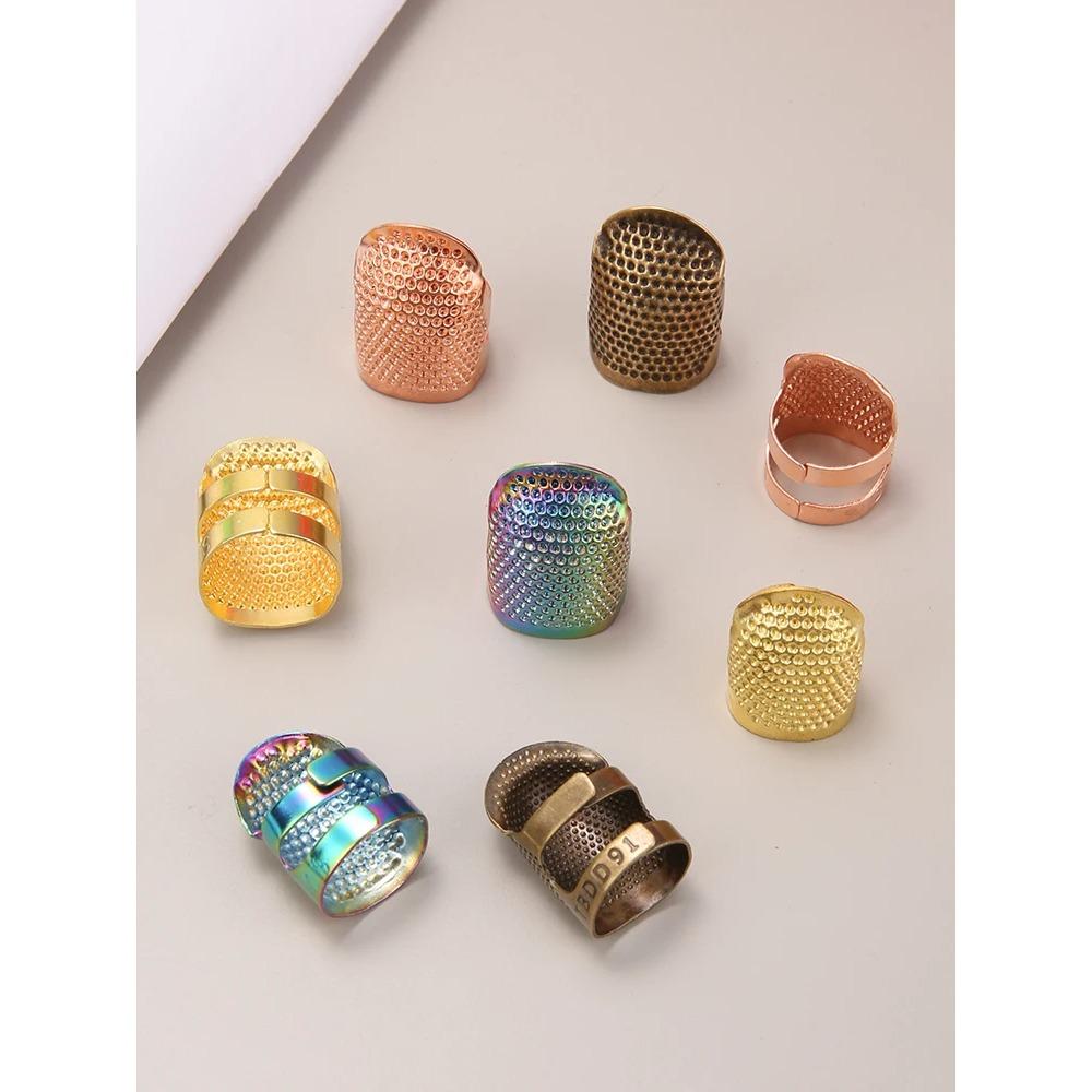 Ein großer und ein kleiner verstellbarer Retro-Fingerhutring, handgefertigt, rutschfest, Stickerei-Gegengewicht, Nadeldrücker