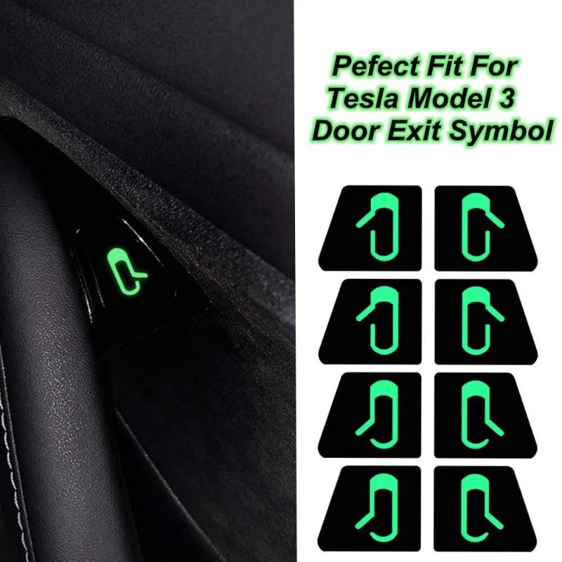 8pcs Luminous Car Open Door Button Stickers For Tesla Model 3 Y Reminder Door Open Sticker Armrest Window Lift Button Switch