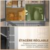 Kitchen Sideboard Storage Cabinet, 4 Doors (2 Glass), 1 Drawer, Adjustable Shelves, Grey